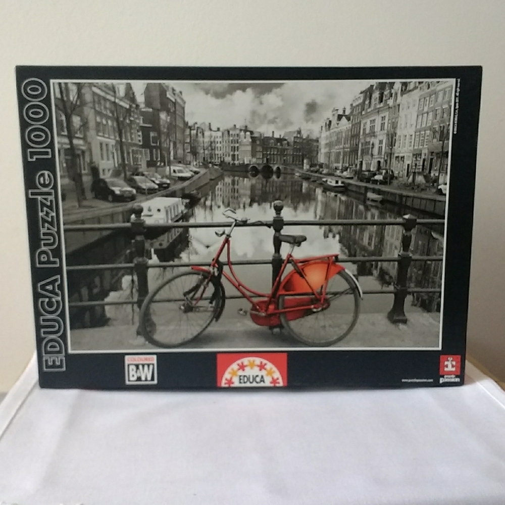 Amsterdam Canal with Red Bicycle 1000 Piece Puzzle